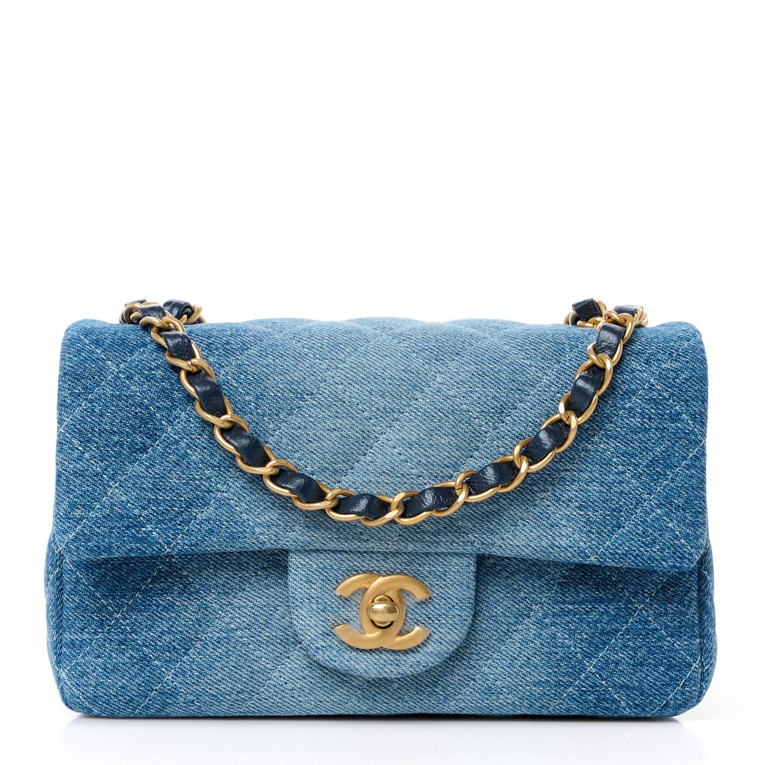 Chanel Washed Denim Quilted Mini Rectangular Flap Blue 1 of 12