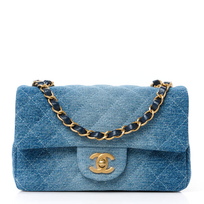 Chanel Washed Denim Quilted Mini Rectangular Flap Blue 1 of 12