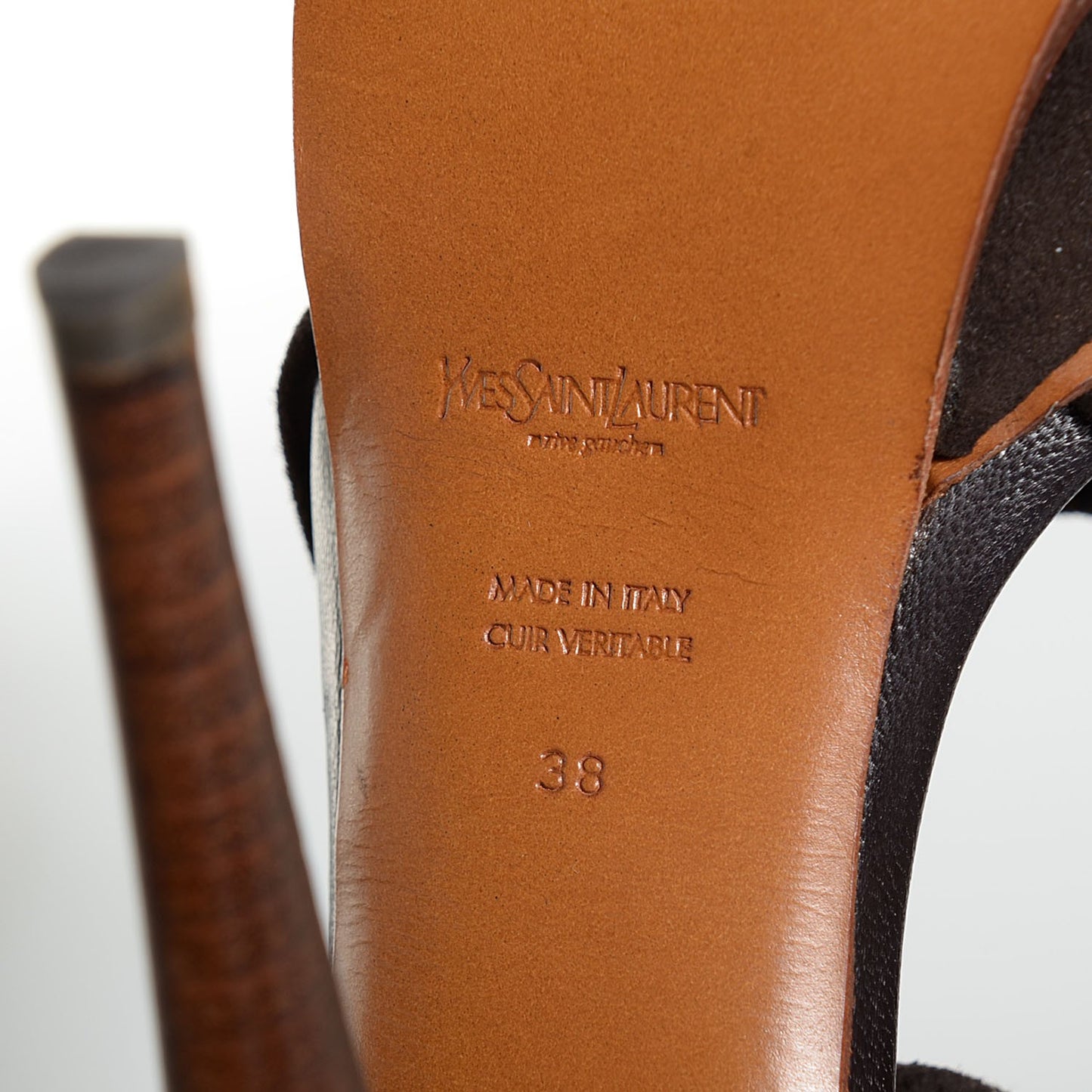 Leather Stretch 105 Platform Sandals 38 Brown