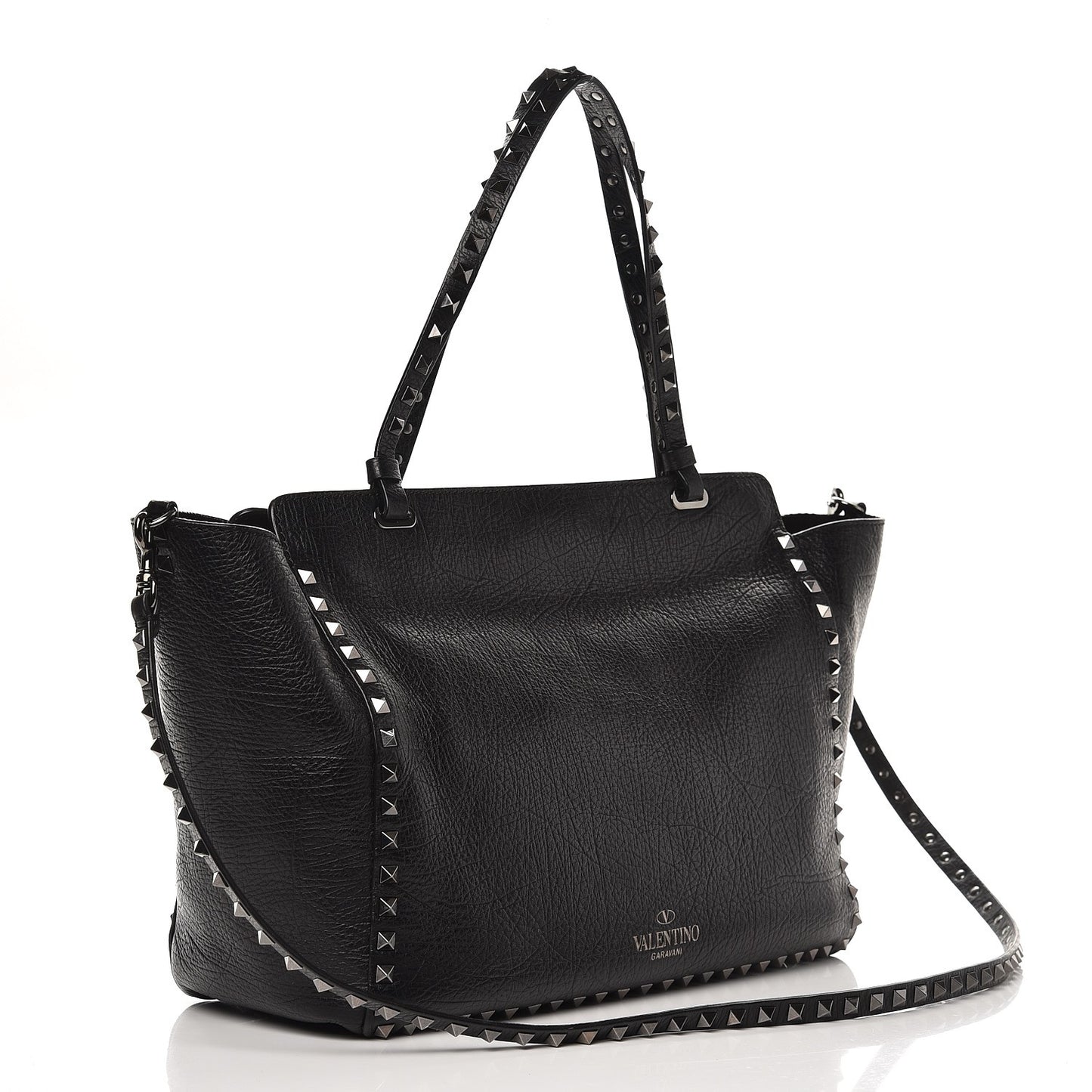 Vitello Medium Rockstud Tote Black