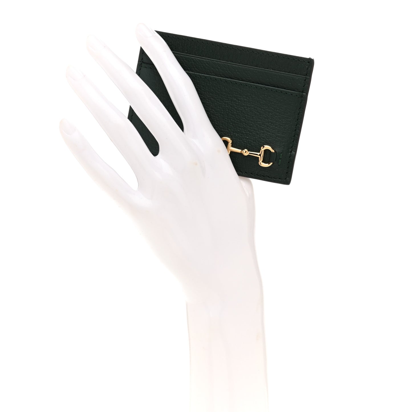 Textured Dollar Calfskin Horsebit 1955 Card Holder Green