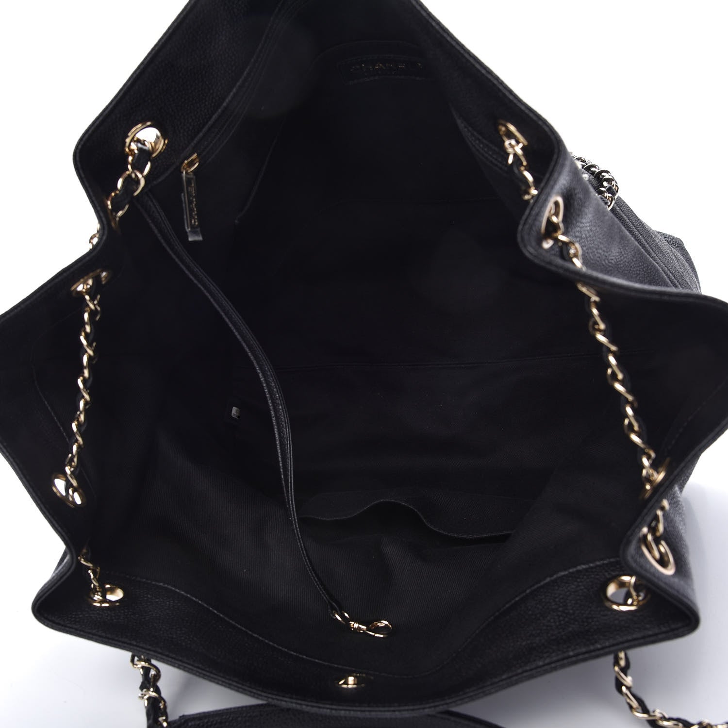 Chanel Crumpled Grained Calfskin Zip and Carry Shopping Tote Black 5 of 9