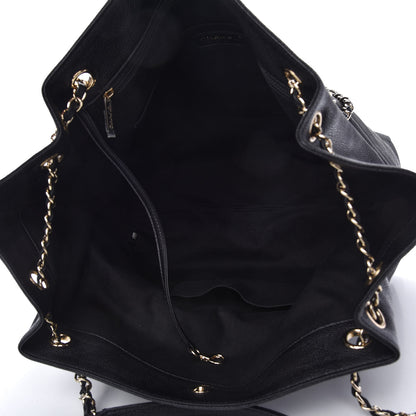 Chanel Crumpled Grained Calfskin Zip and Carry Shopping Tote Black 5 of 9