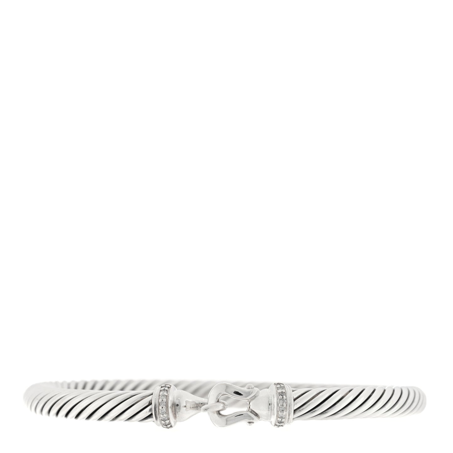 Sterling Silver Diamond 5mm Cable Buckle Bracelet