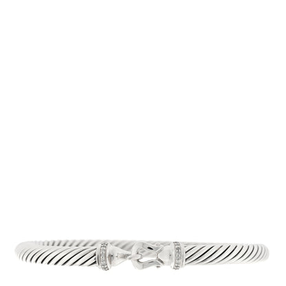 David Yurman Sterling Silver Diamond 5mm Cable Buckle Bracelet 1 of 3