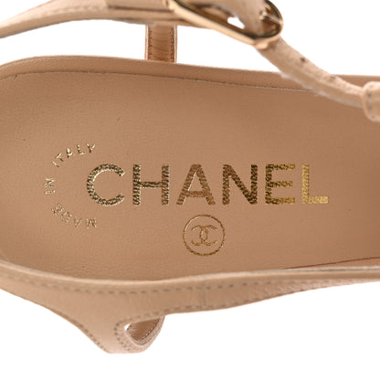 Chanel Lambskin Cap Toe CC Slingback Pumps 40 Beige Black 7 of 13