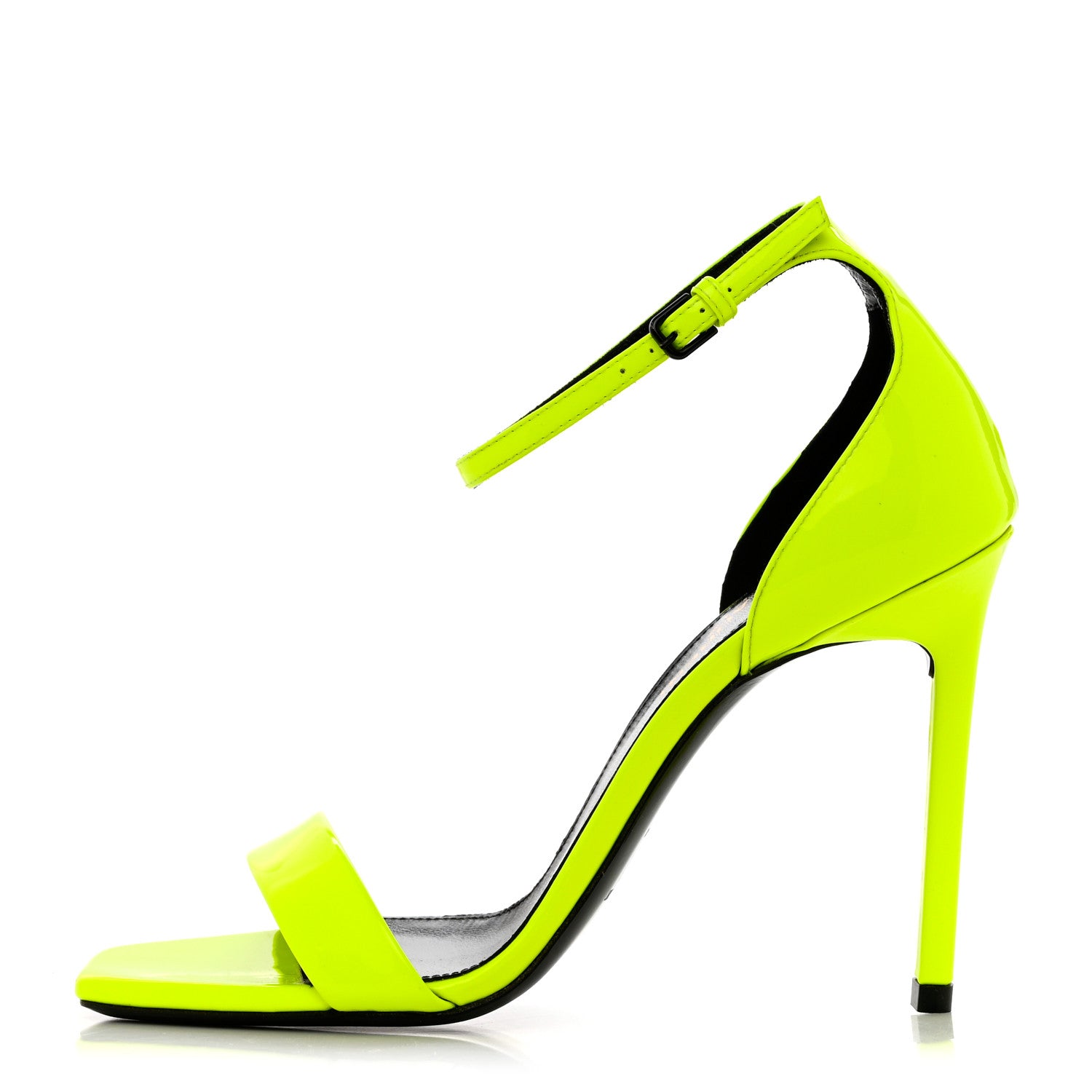 Saint Laurent Patent Calfskin Amber 105 Ankle Strap Sandals 36 Yellow Fluo 1 of 10
