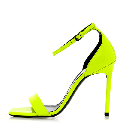 Saint Laurent Patent Calfskin Amber 105 Ankle Strap Sandals 36 Yellow Fluo 1 of 10