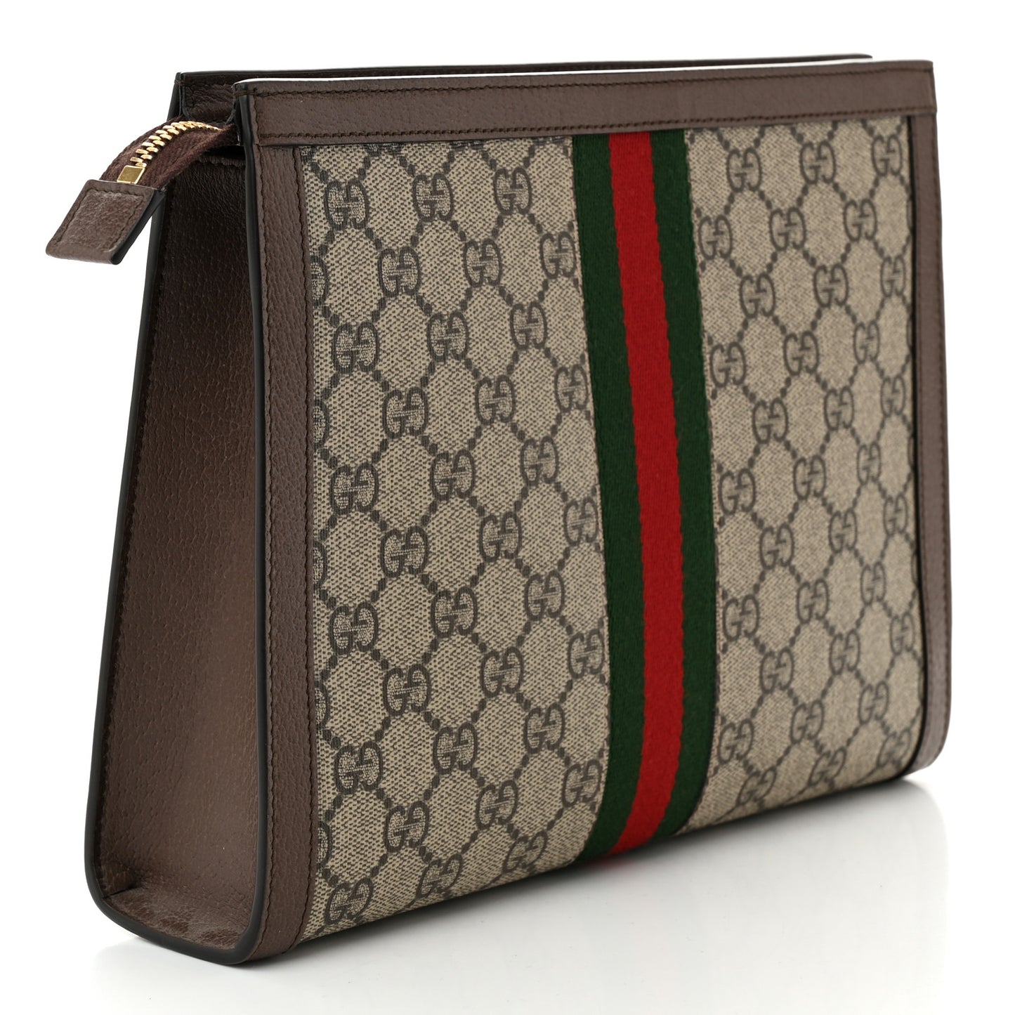 GG Supreme Monogram Web Ophidia Pouch Brown