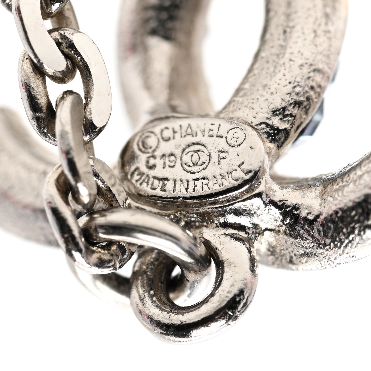 Chanel Crystal Drop Long CC Earrings Silver 3 of 4