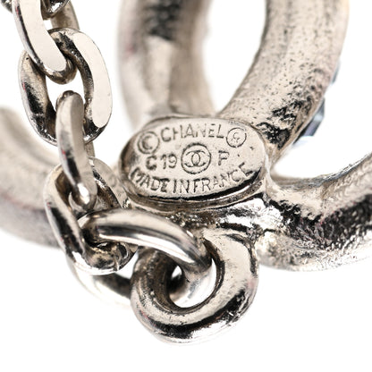 Chanel Crystal Drop Long CC Earrings Silver 3 of 4