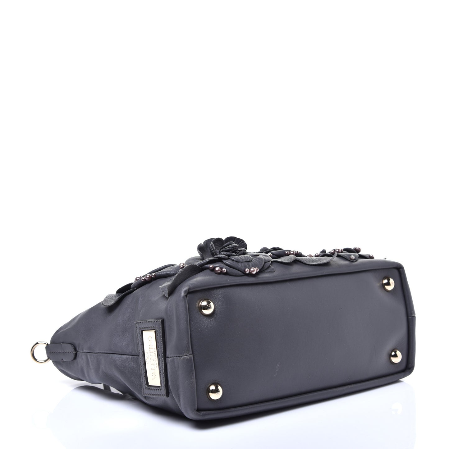 Nappa Studded Rosette Tote Grey
