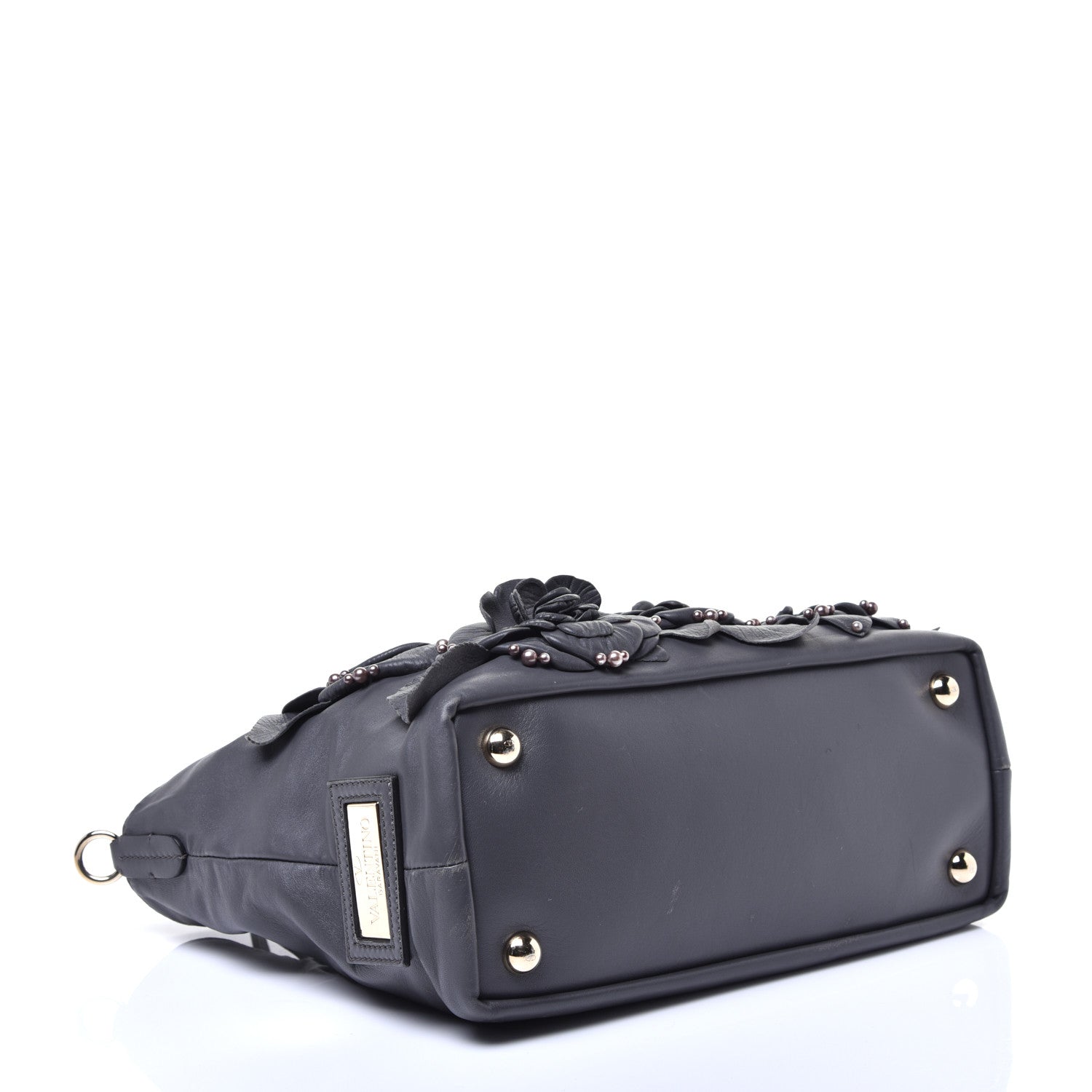 Valentino Garavani Nappa Studded Rosette Tote Grey 4 of 10
