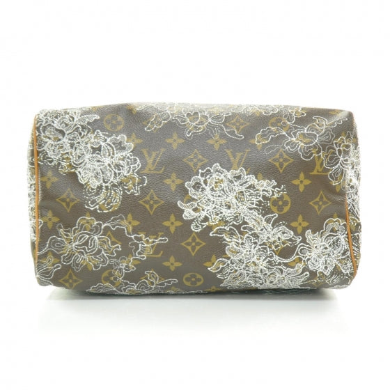 Louis Vuitton Monogram Dentelle Speedy 30 Silver 6 of 9