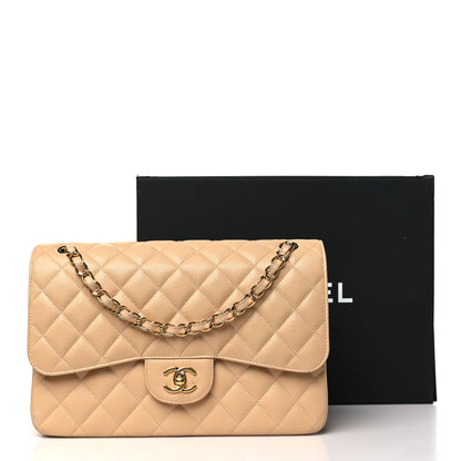 Chanel Caviar Quilted Jumbo Double Flap Light Beige 11 of 11