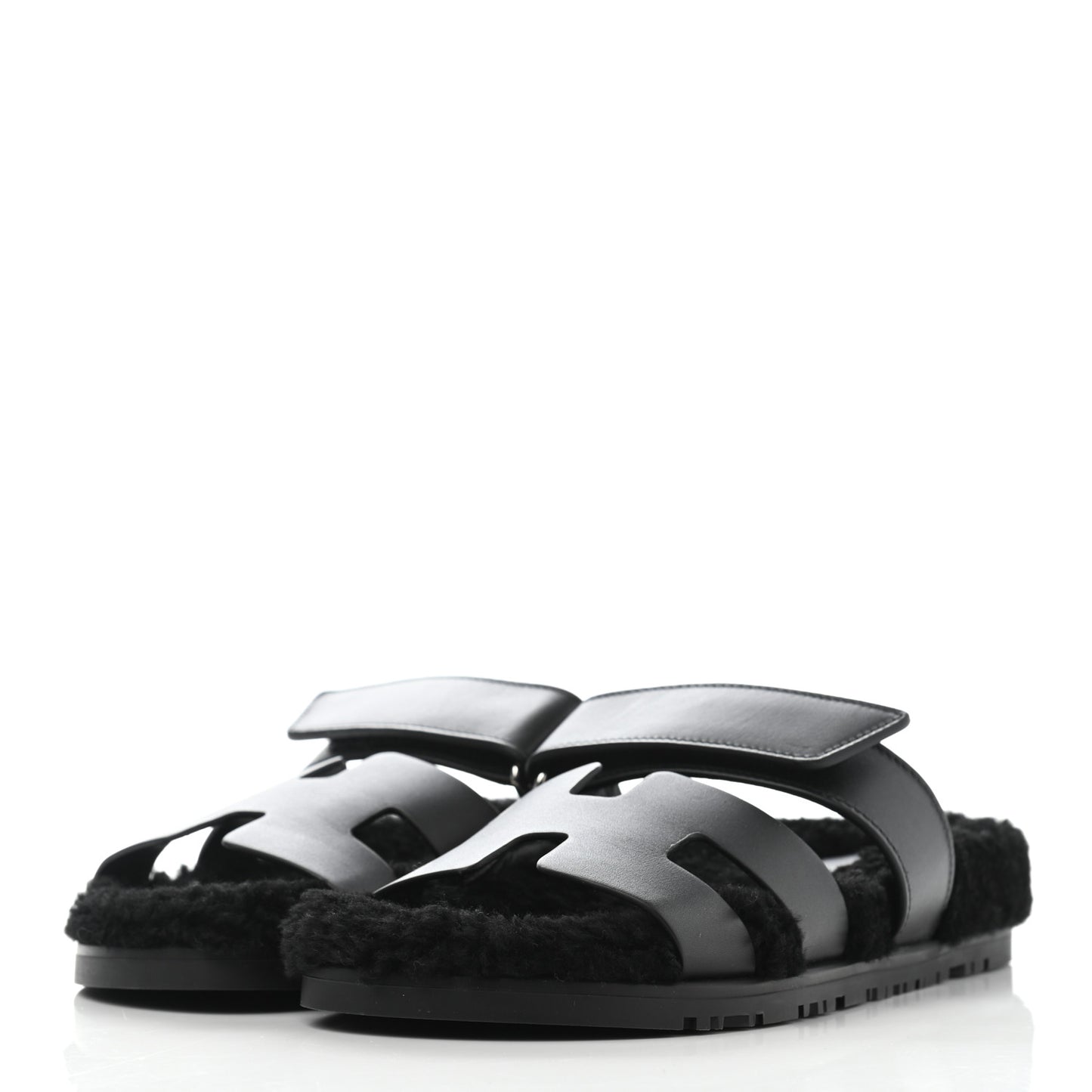 Calfskin Woolskin Womens Chypre Sandals 36 Black