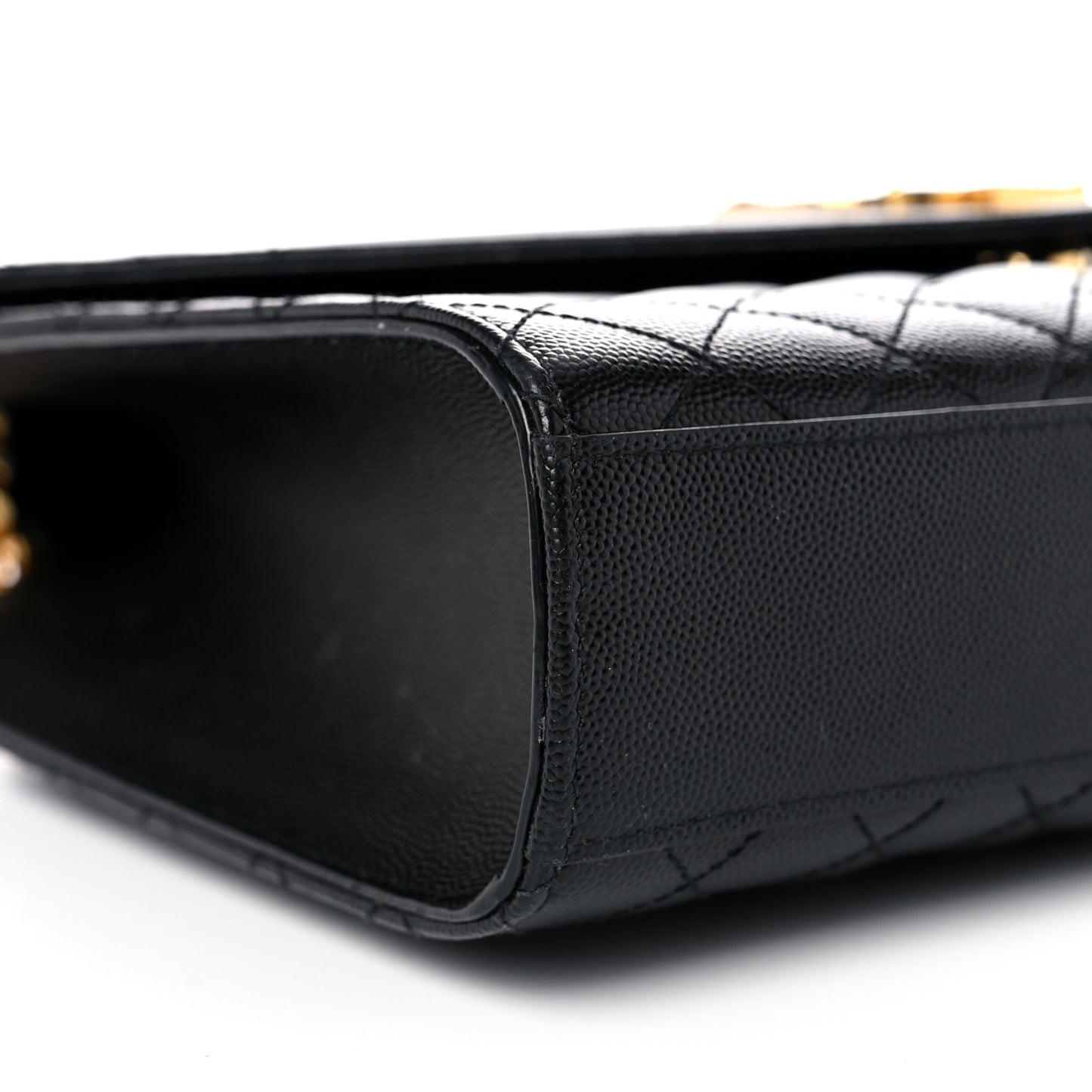 Grain De Poudre Textured Mixed Matelasse Large Triquilt Monogram Satchel Black