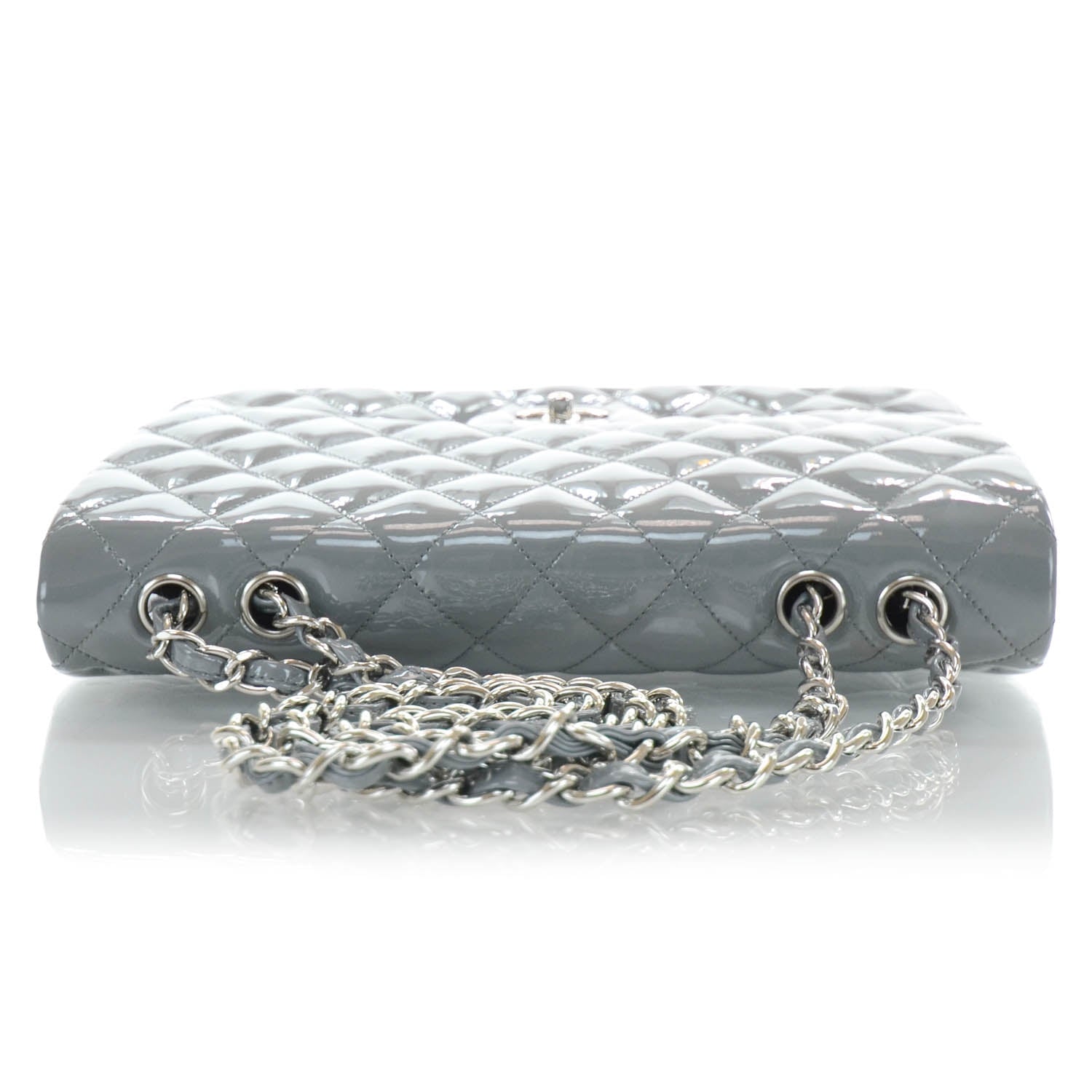 Chanel Patent Quilted Jumbo Flap Bag Grey 5 of 12