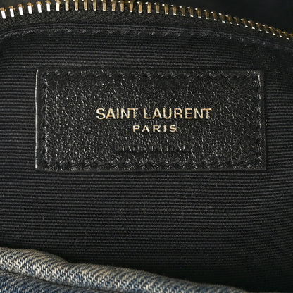 Saint Laurent Denim Quilted Medium Loulou Puffer Monogram Chain Satchel Blue Cinnamon 6 of 9