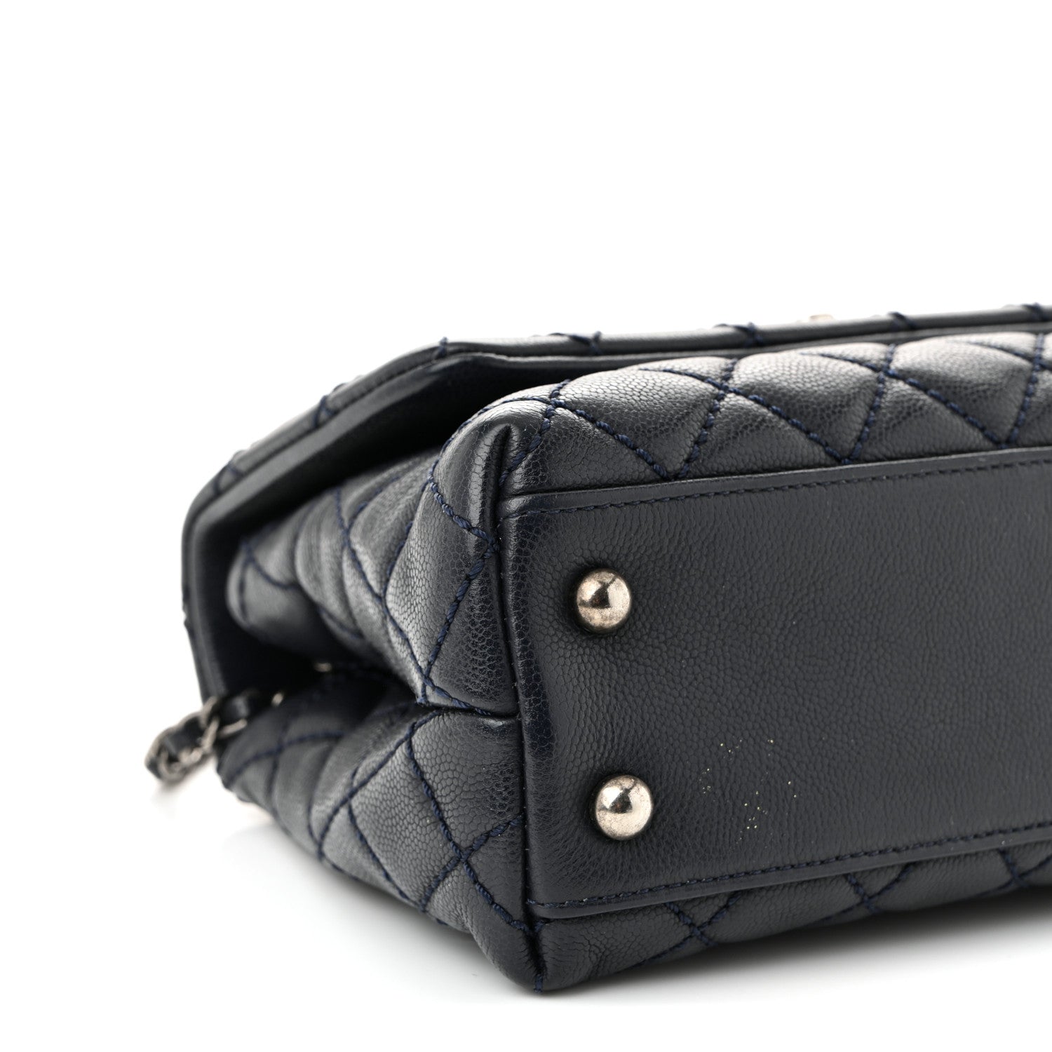 Chanel Caviar Lizard Quilted Mini Coco Handle Flap Navy 9 of 11