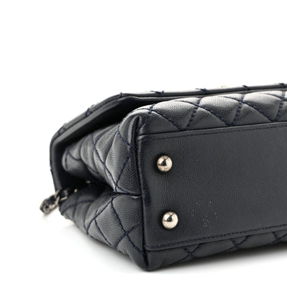 Chanel Caviar Lizard Quilted Mini Coco Handle Flap Navy 9 of 11