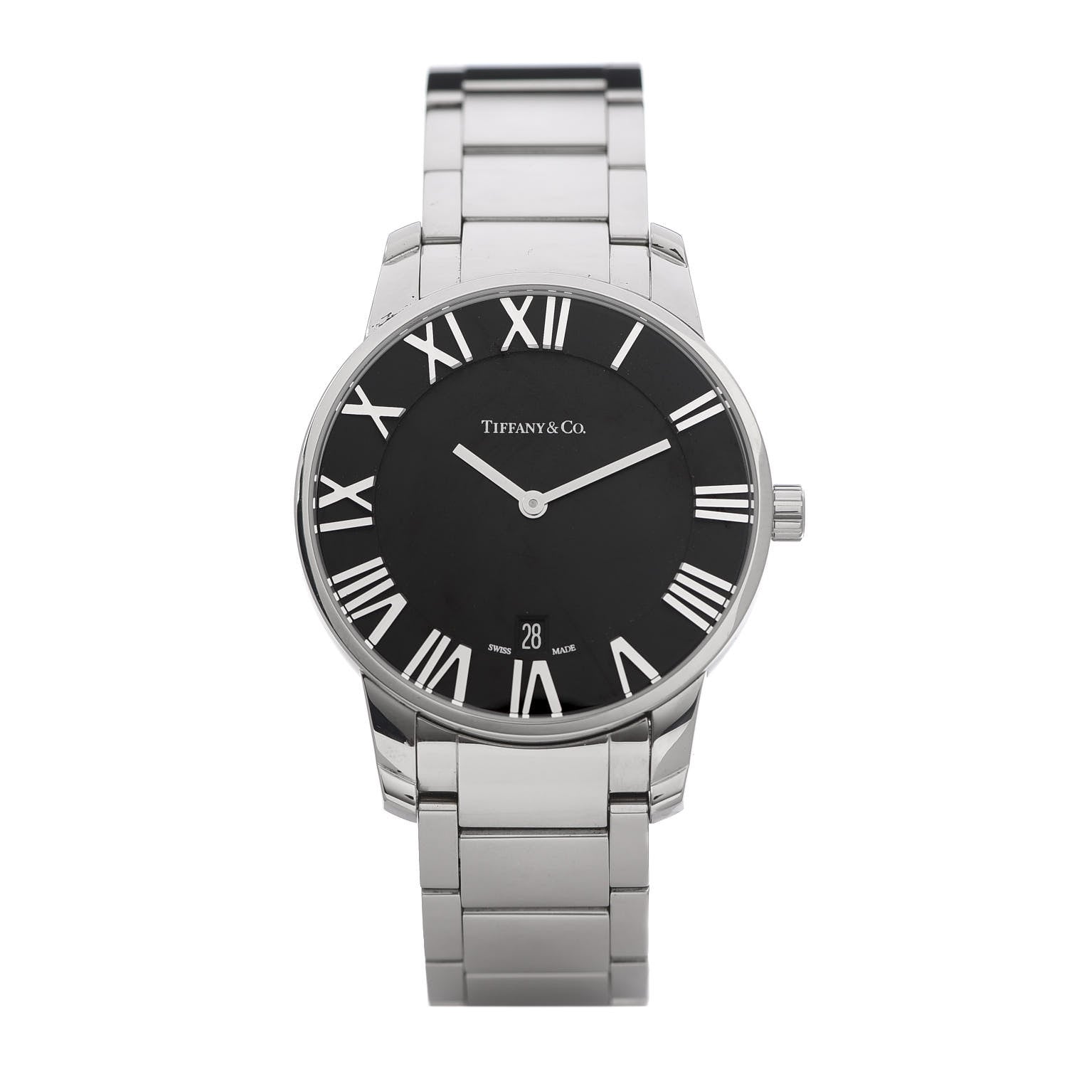 Tiffany Stainless Steel 37mm Atlas 2-Hand Quartz Watch Black 1 of 6