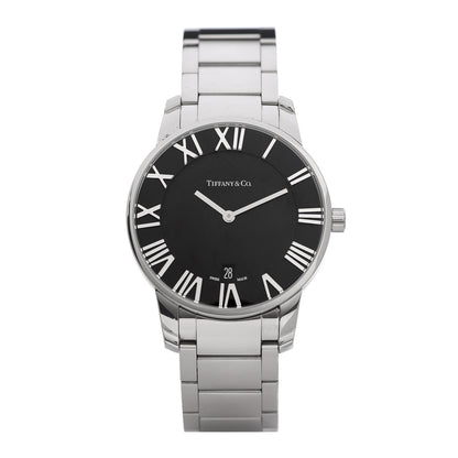 Tiffany Stainless Steel 37mm Atlas 2-Hand Quartz Watch Black 1 of 6