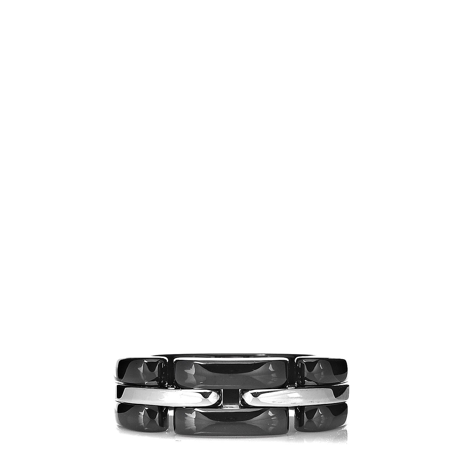 Chanel 18K White Gold Ceramic Medium Ultra Ring 49 4.75 Black 1 of 5