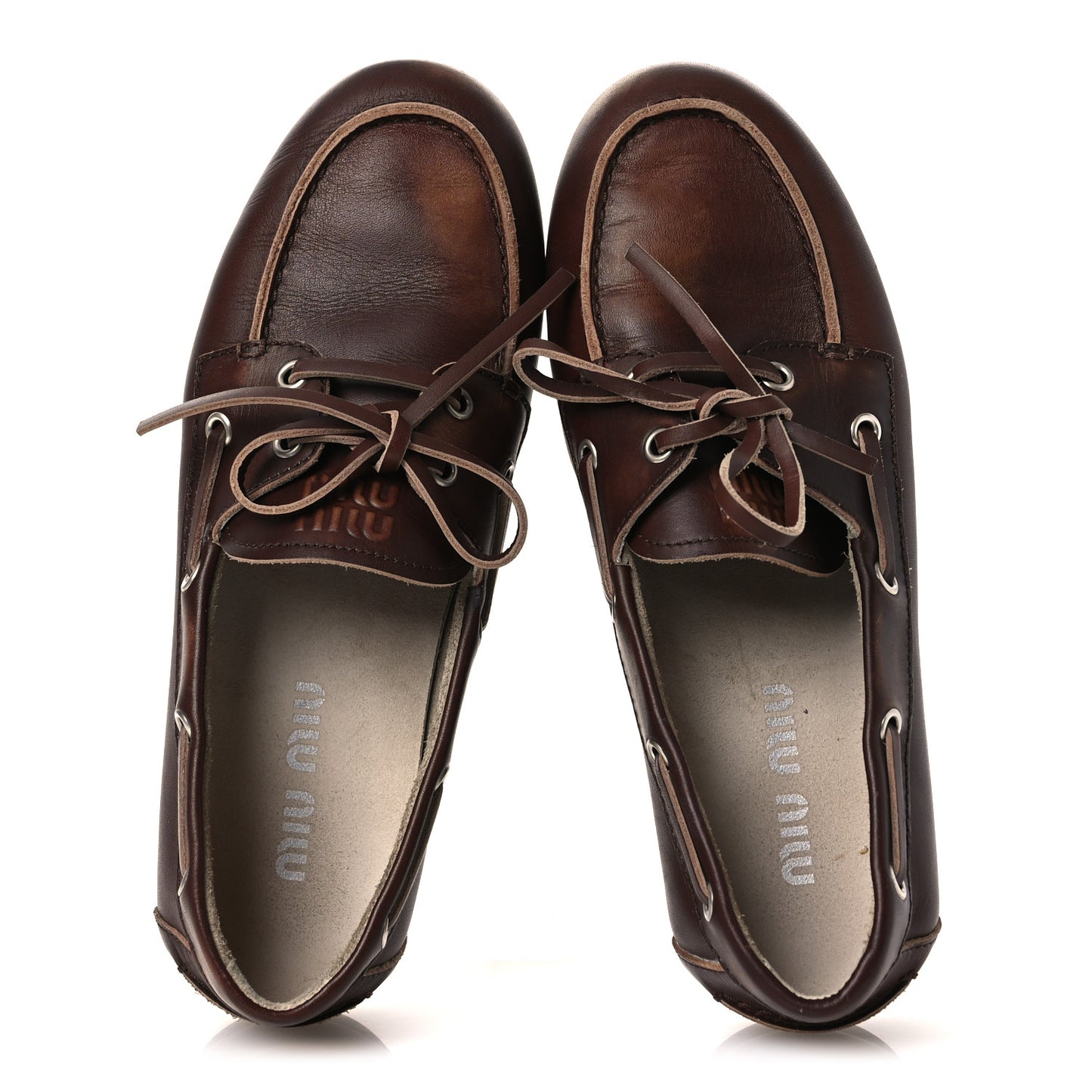 Vitello Deco Boat Loafers 38 Sienna
