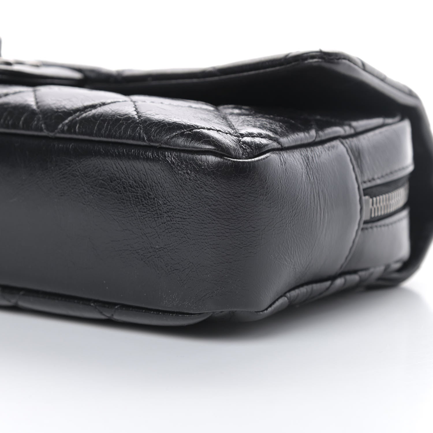 Chanel Glazed Calfskin Quilted Medium Duo Color Flap Black 10 of 13