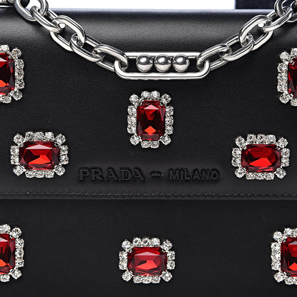Prada City Calfskin Crystal Embellished Mini Shoulder Bag Black 11 of 12