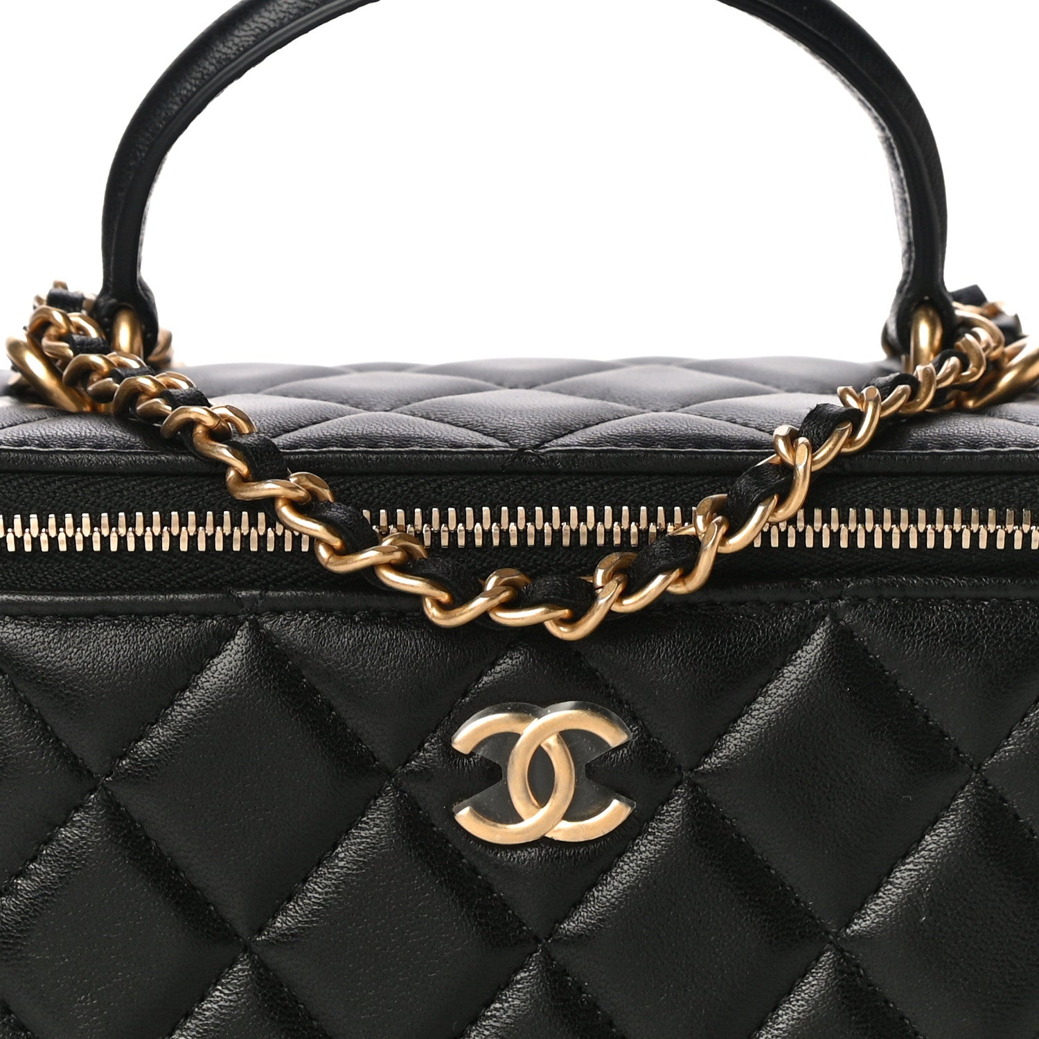 Chanel Lambskin Quilted Small Top Handle Vanity Case With Chain Black 8 of 12