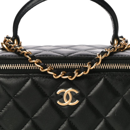 Chanel Lambskin Quilted Small Top Handle Vanity Case With Chain Black 8 of 12