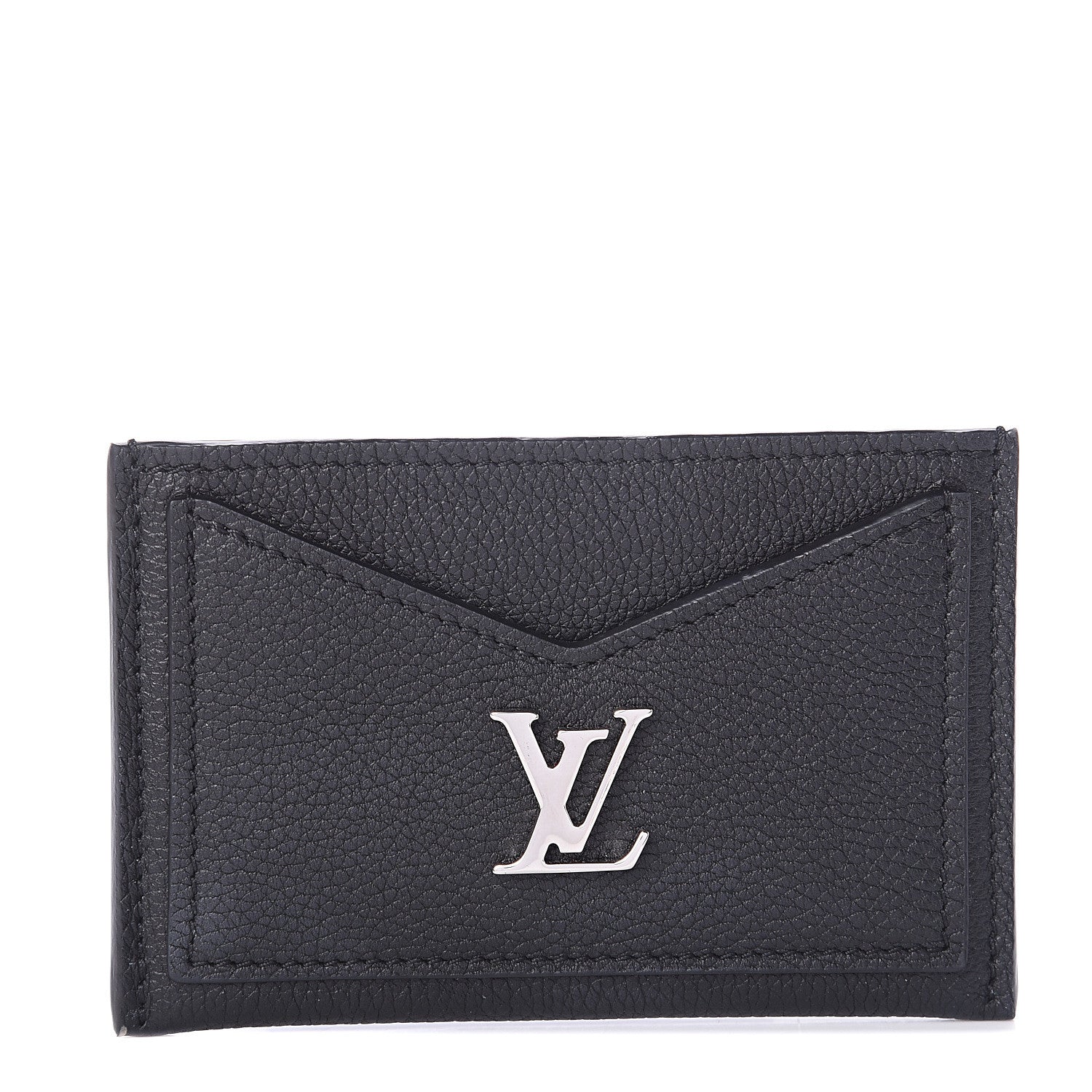 Louis Vuitton Calfskin Lockme Card Holder Black 1 of 5