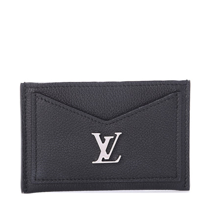 Louis Vuitton Calfskin Lockme Card Holder Black 1 of 5