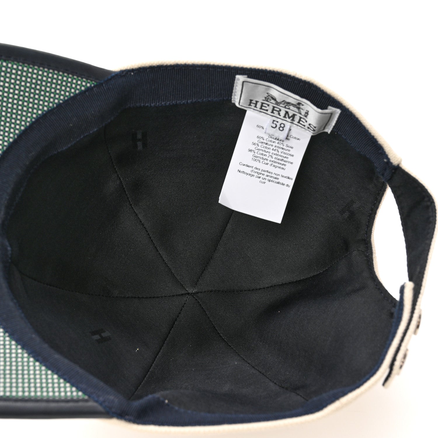 Hermes Cotton Tess Pop Cap 58 Ecru Marine 7 of 10