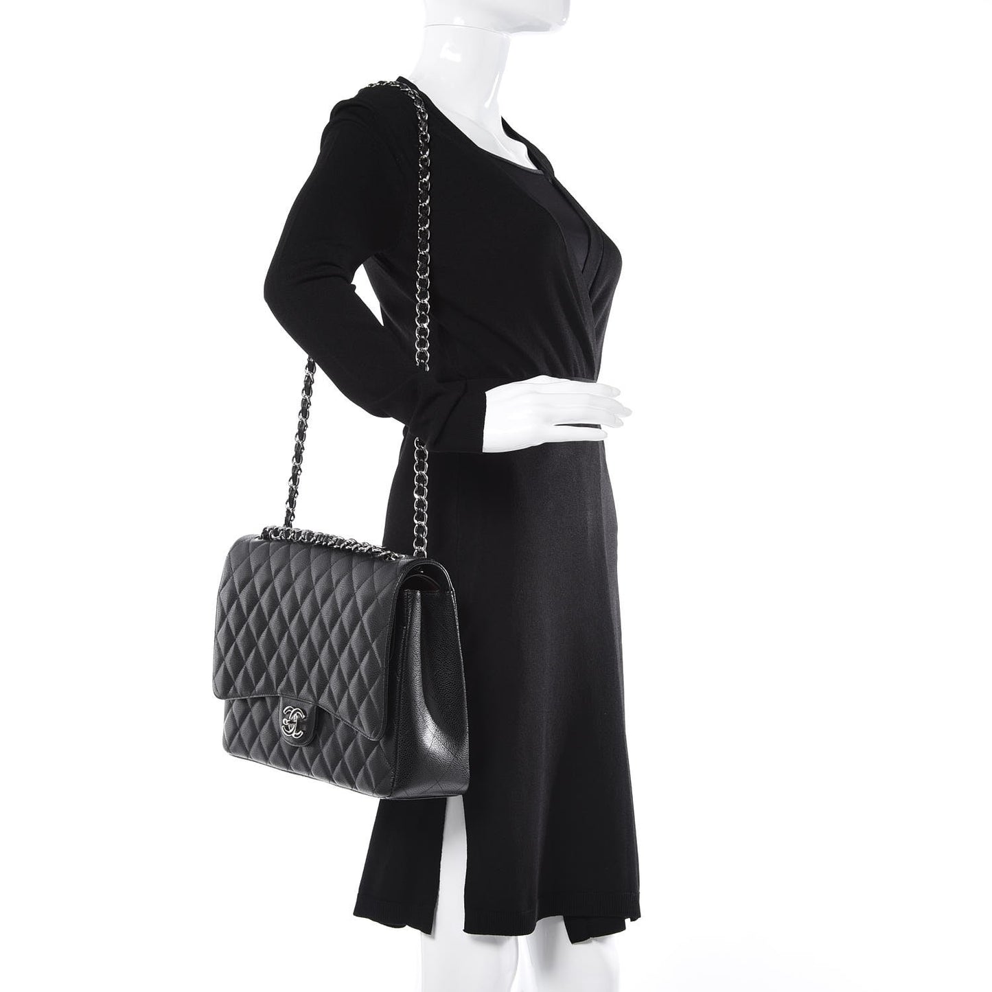 Caviar Quilted Maxi Double Flap Black