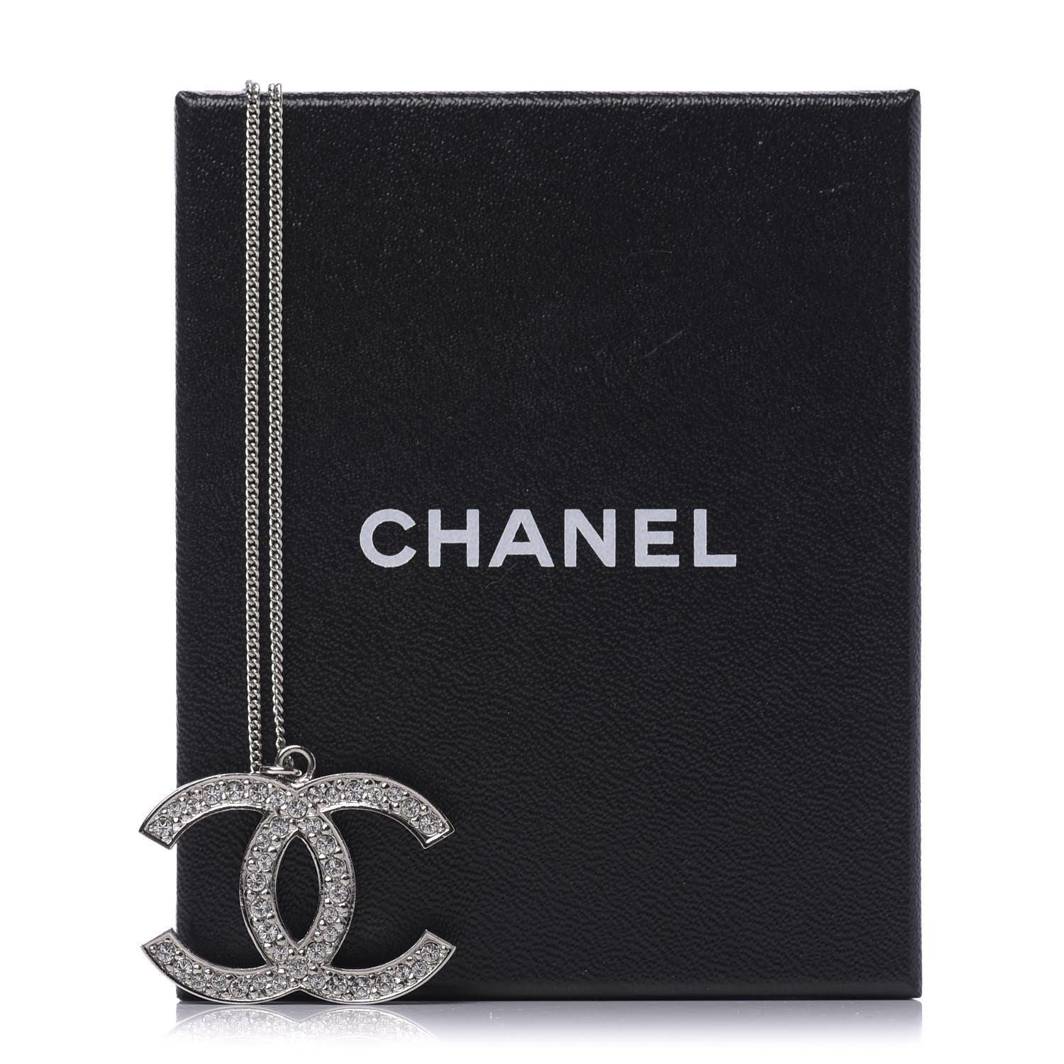 Chanel Crystal CC Pendant Necklace Silver 7 of 7