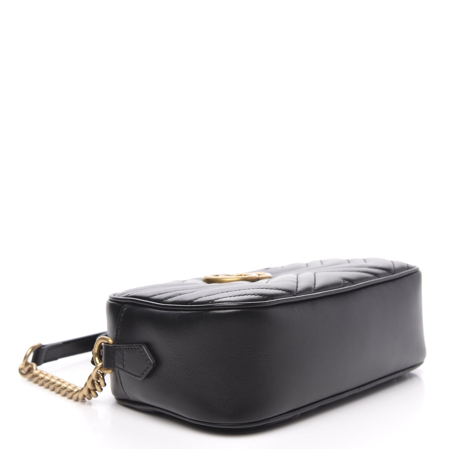 Calfskin Matelasse Small GG Marmont Chain Shoulder Bag Black
