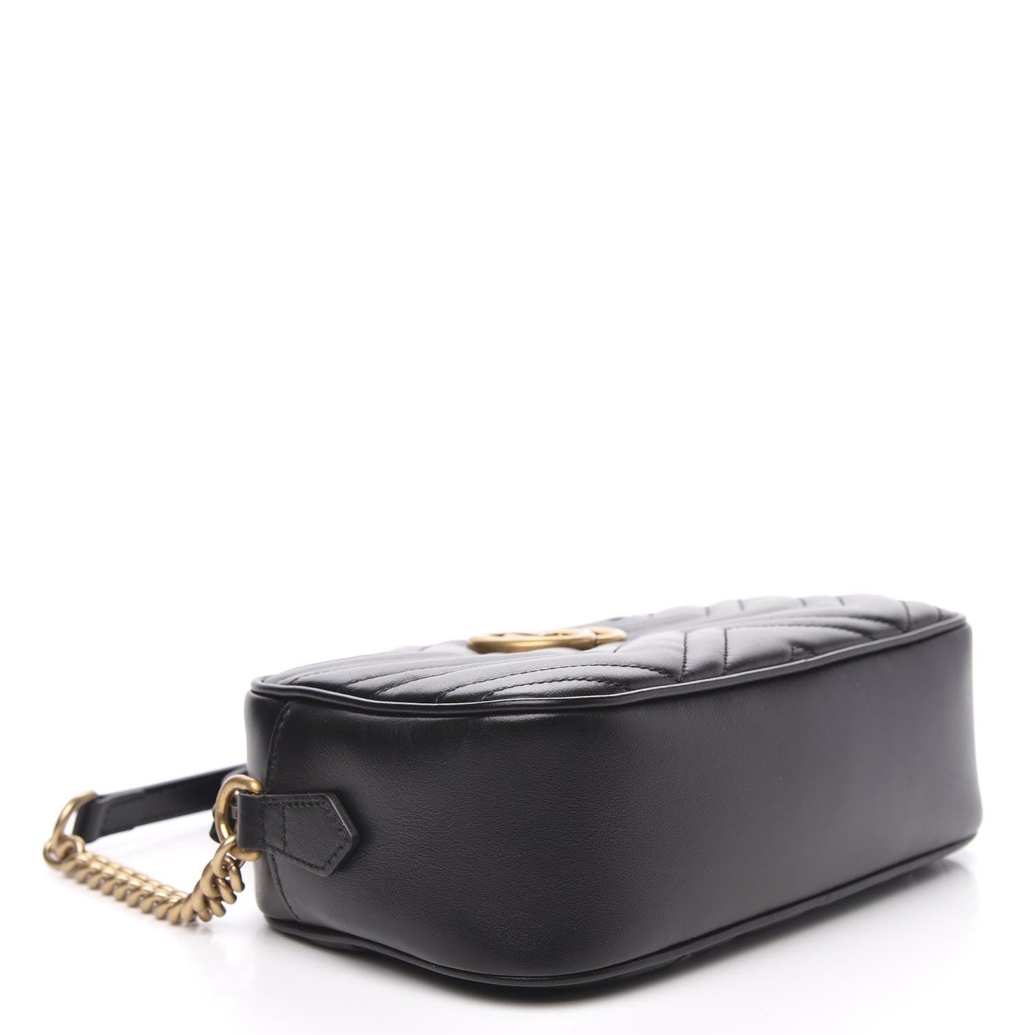 Gucci Calfskin Matelasse Small GG Marmont Chain Shoulder Bag Black 4 of 11