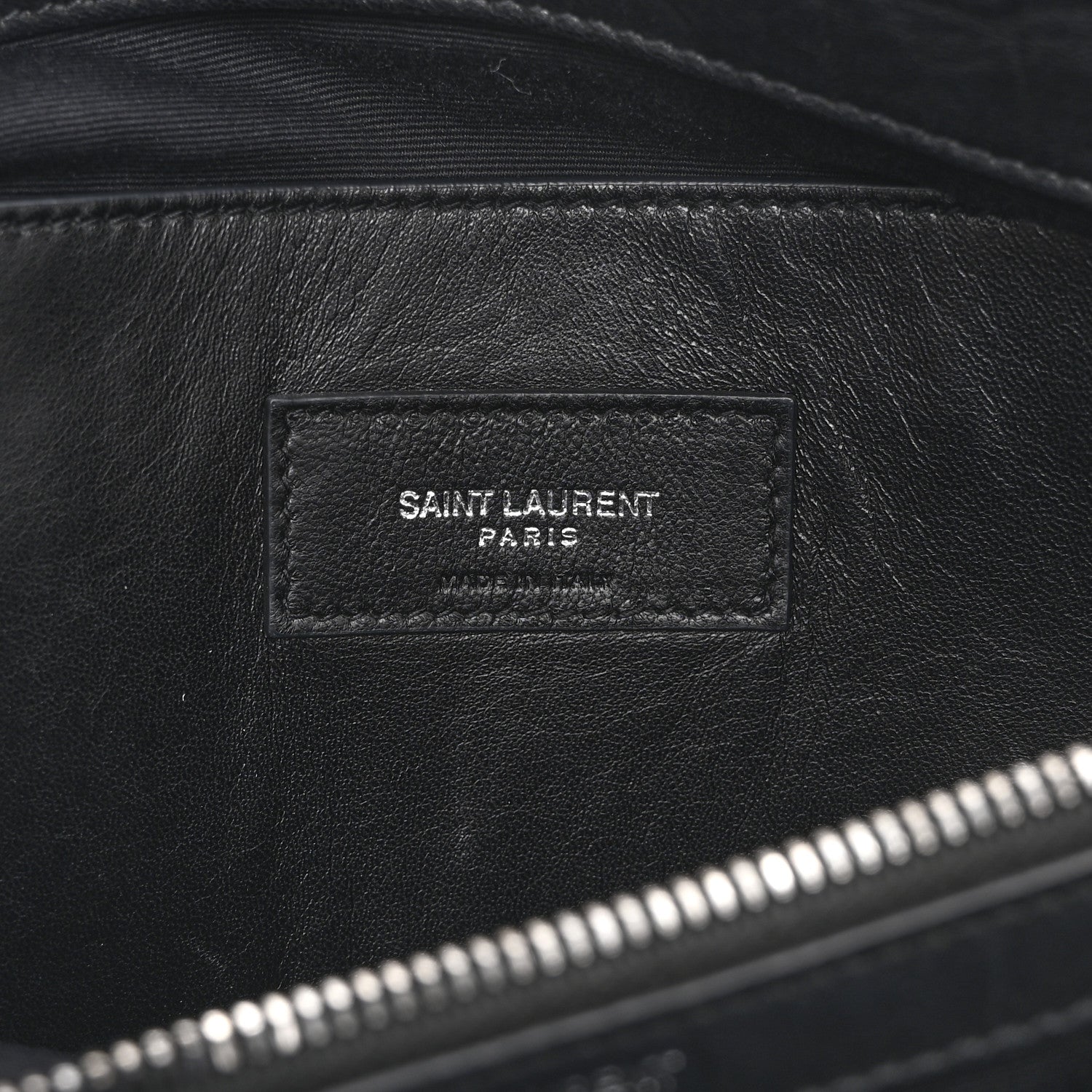 Saint Laurent Calfskin Crocodile Embossed Medium West Hollywood Monogram Fold-Over Black 6 of 10
