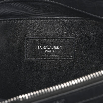 Saint Laurent Calfskin Crocodile Embossed Medium West Hollywood Monogram Fold-Over Black 6 of 10