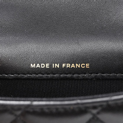 Chanel Lambskin Quilted Top Handle Flap Coin Purse With Chain Black 7 of 12