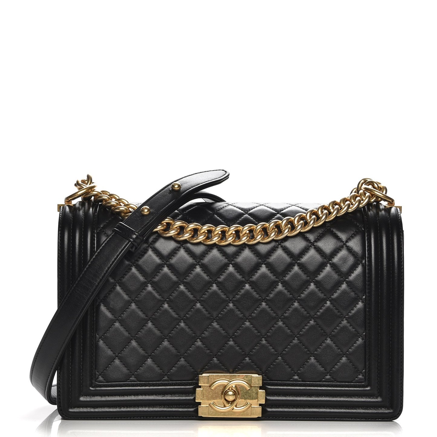 Lambskin Quilted New Medium Boy Flap Black