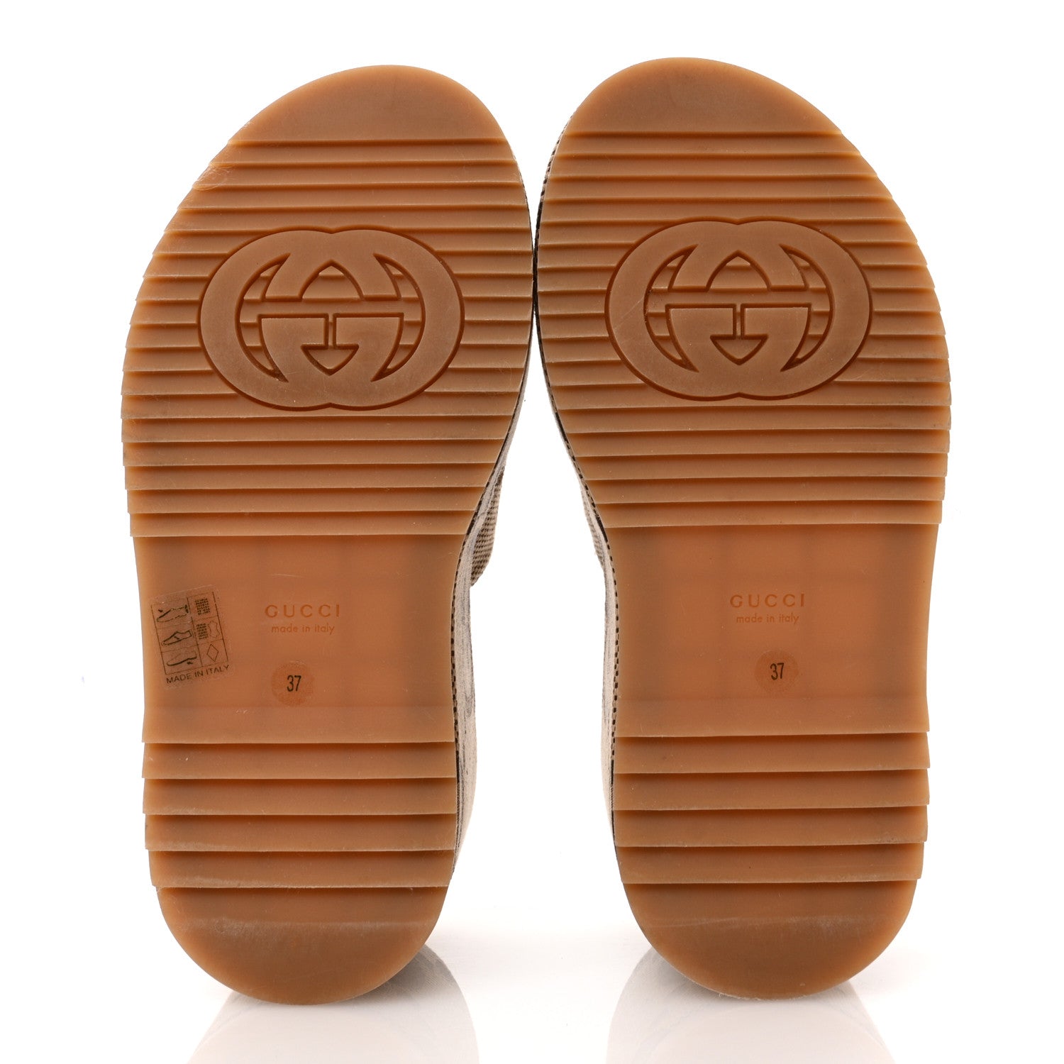 Gucci Monogram Jumbo GG Platform Slide Wedge Sandals 37 Camel Ebony 6 of 11