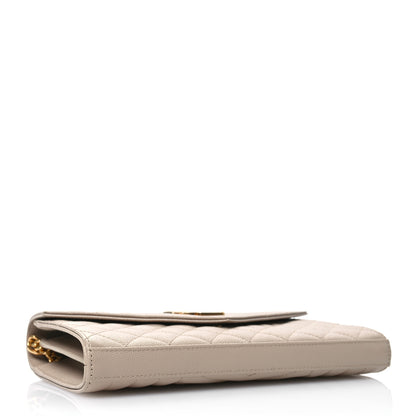 Saint Laurent Grain De Poudre Mixed Matelasse Triquilt Monogram Chain Wallet Dark Beige 4 of 11