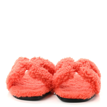 Hermes Woolskin Oran Sandals 37.5 Orange 2 of 8