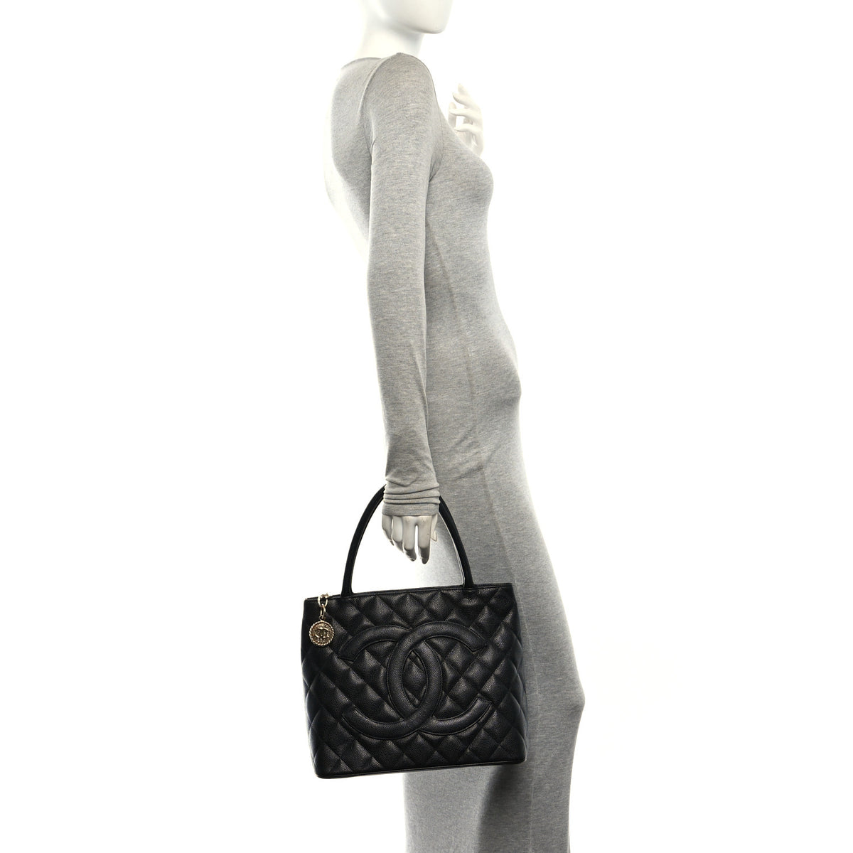 Caviar Quilted Medallion Tote Black