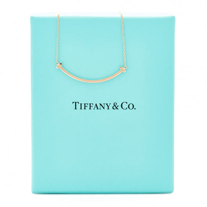 Tiffany 18K Rose Gold Small T Smile Pendant Necklace 7 of 7