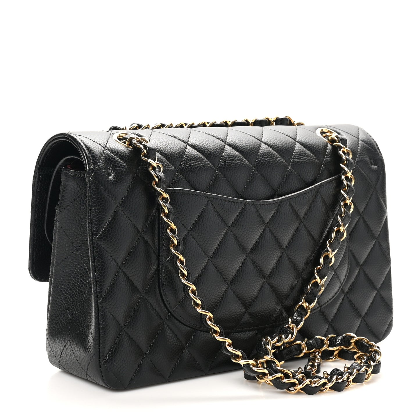 Caviar Quilted Medium Double Flap Black